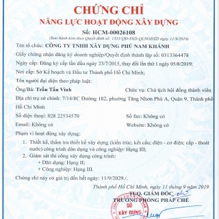 Chứng chỉ năng lực thiết kế, giám sát