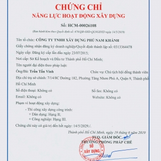 Chứng chỉ năng lực thi công xây dựng